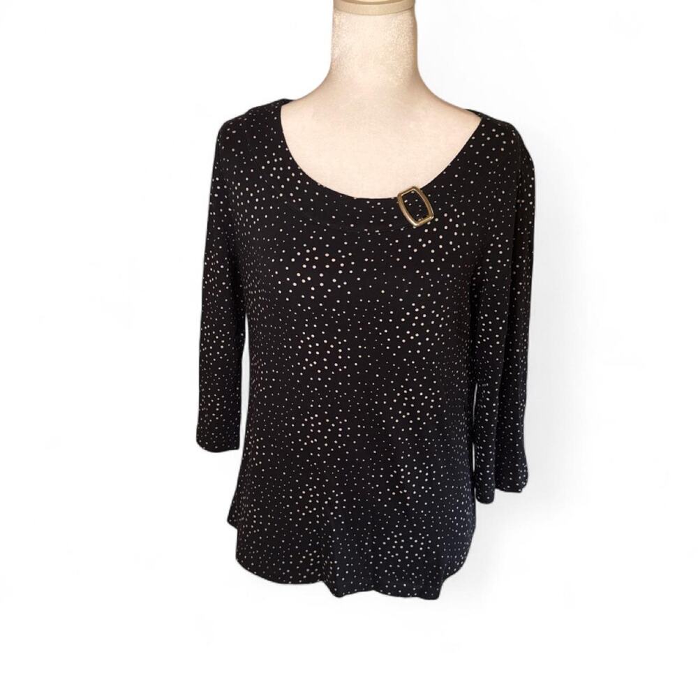 Black blouse with white polka